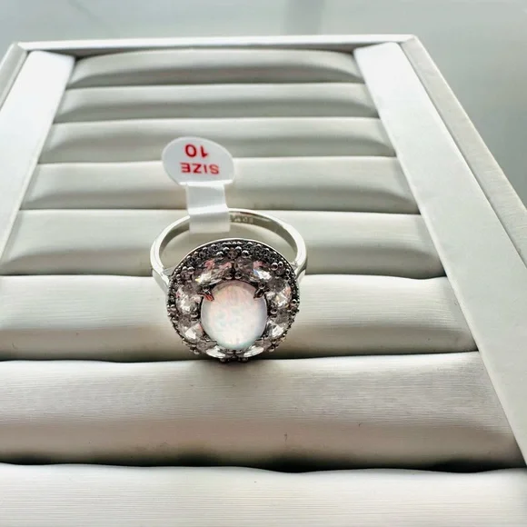 Bomb Party Opal Halo Ring size 10 with Silver band - Picture 3 of 3